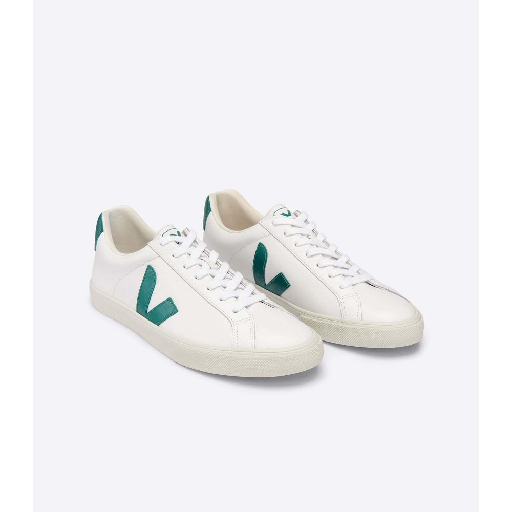 Veja ESPLAR LEATHER Joggesko Dame White/Green | NO 619KOR